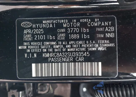 2025 Hyundai Venue Sel z USA, uszkodzony, nr VIN KMHRC8A32SU393545